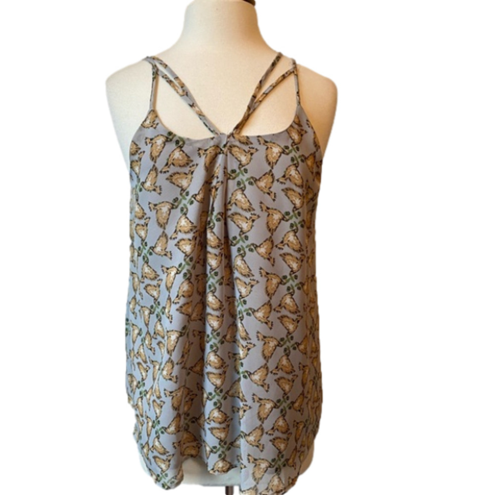 New Boho Y2K‎ Hippie Festival Art Dove Peace Love Olive Branch Flowy Tank Top  L